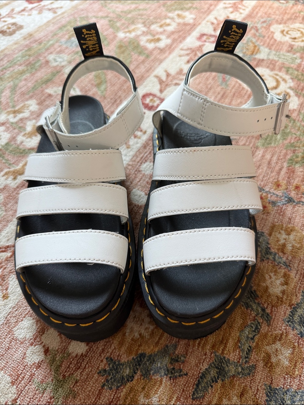 Dr. Martens Blaire White Leather Platform Sandals Size 7